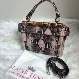 ELAINE TURNER Blush Python Pink Leather Satchel